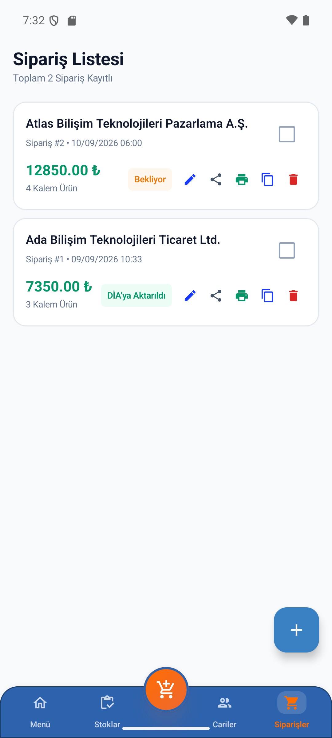 Sipariş & Fiş Takibi